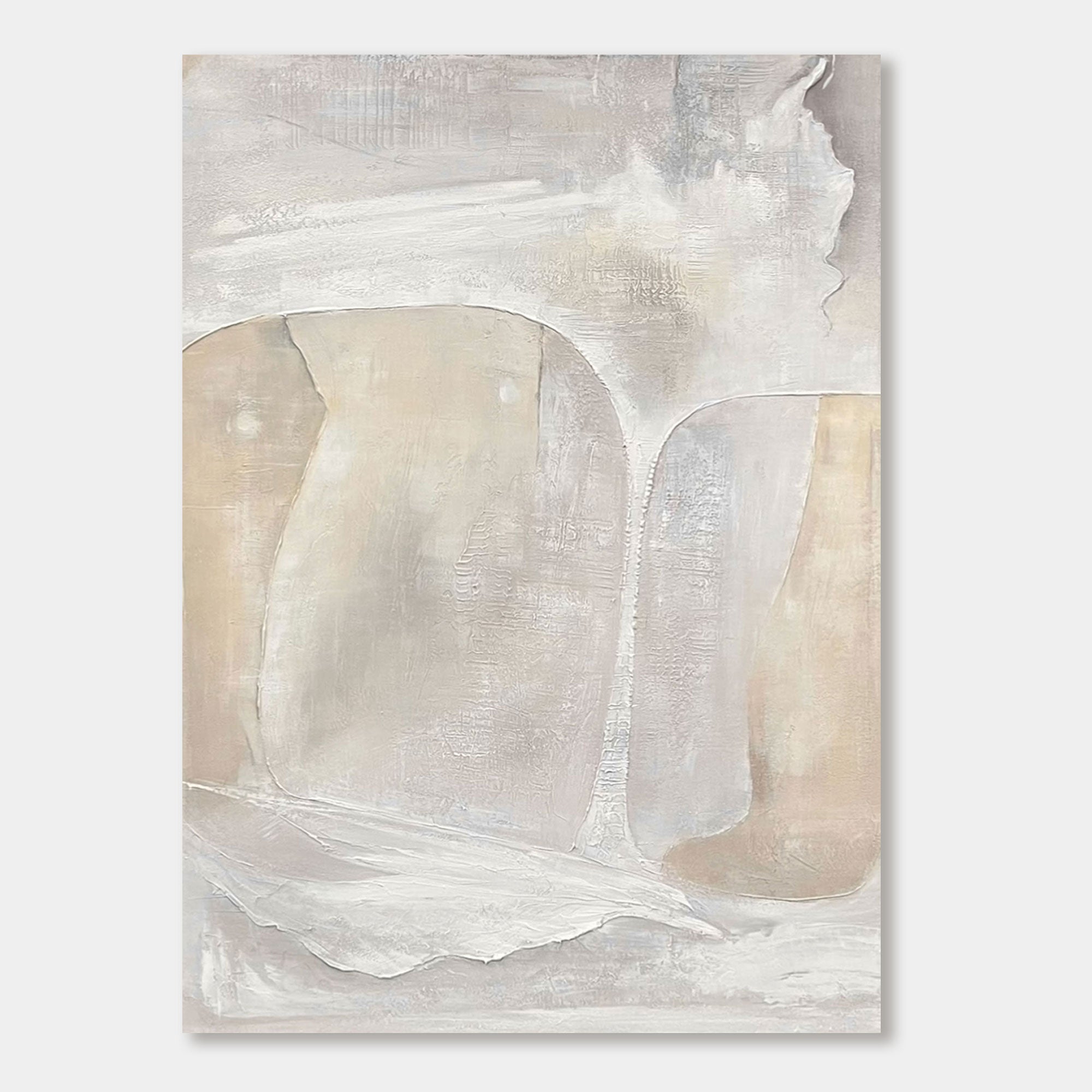 Wabi Sabi Abstract Wall Art in soft white and beige tones.