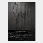 Wabi Sabi black textured wall art, showing silent drip effect and layered canvas.