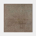Close-up of the Wabi Sabi brown textured canvas art, showcasing the irregular organic motifs.