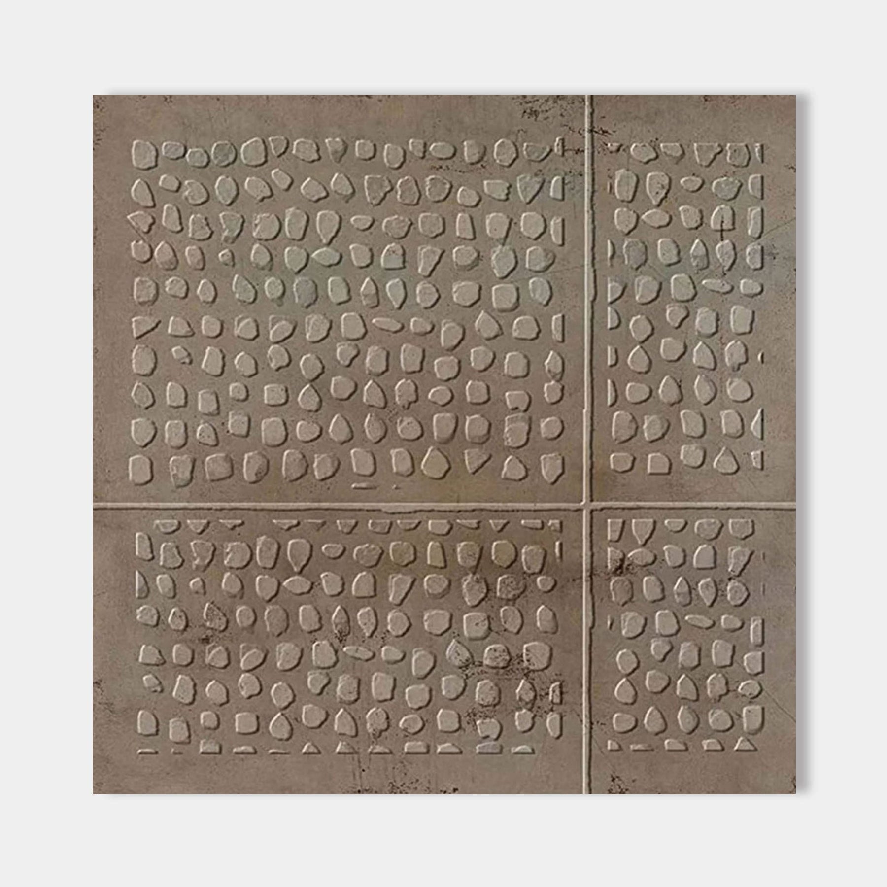 Close-up of the Wabi Sabi brown textured canvas art, showcasing the irregular organic motifs.