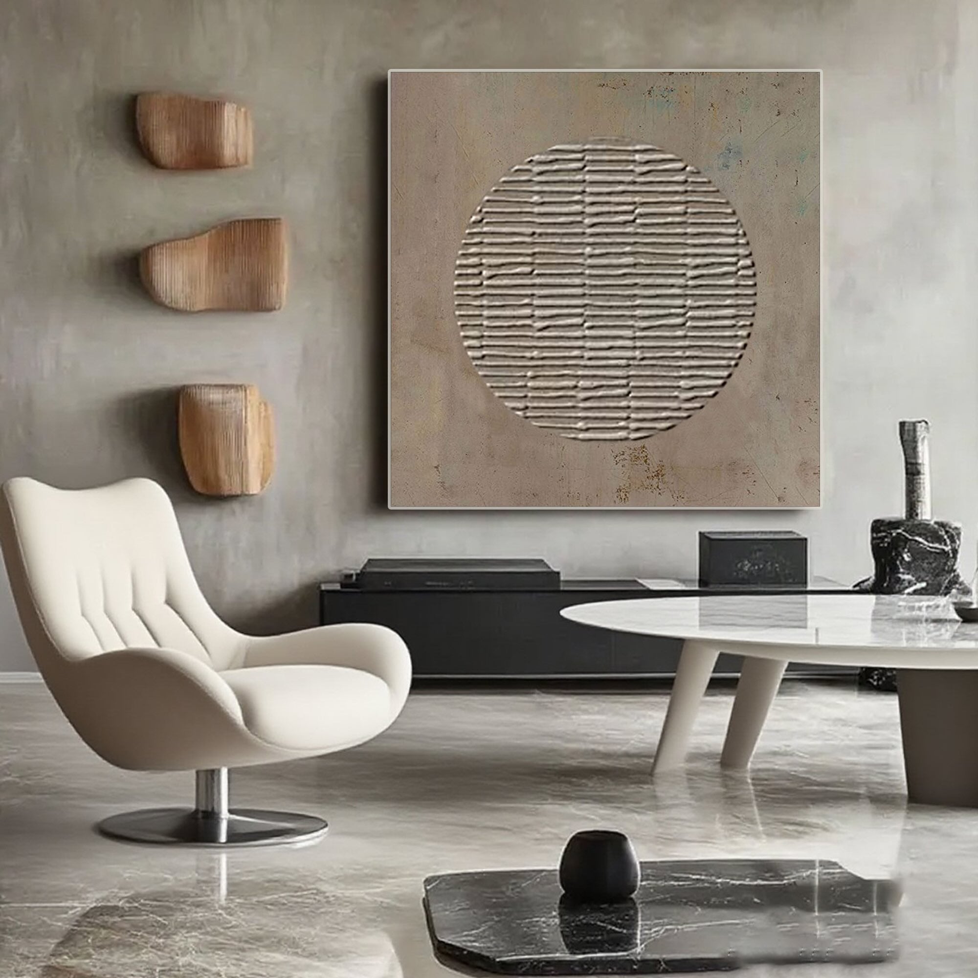 Wabi Sabi canvas art displayed in a contemporary interior.