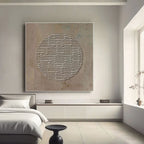 Wabi Sabi wall art in a modern bedroom setting.