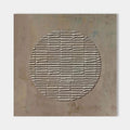 Wabi Sabi brown wall art featuring textured grey circle on canvas.