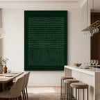 Lumi Gallery's Deep Silence Dark Green Geometric Textured Canvas Art in Modern Dining Room