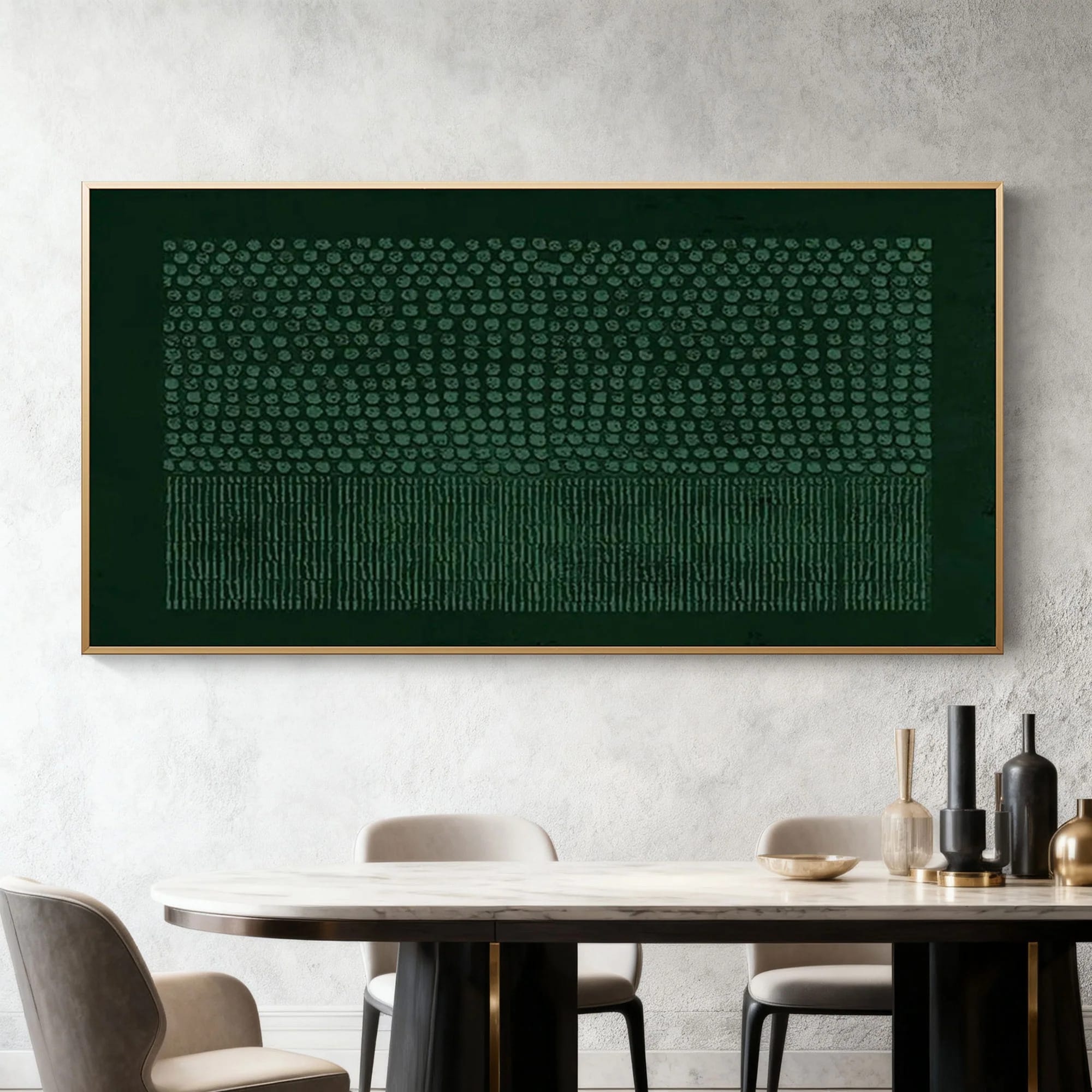 Lumi Gallery's teal geometric textured wall art with gold frame