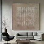 Wabi-sabi canvas art in a modern living room setting.