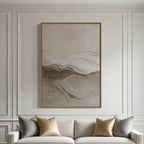Abstract neutral painting styled in modern bedroom interior