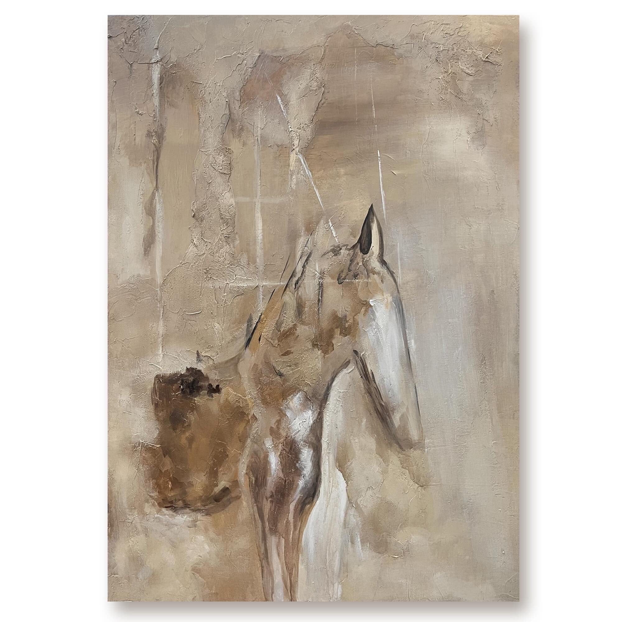 Wabi-Sabi Abstract Horse Painting - Noble Stillness