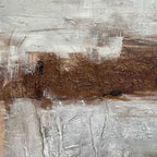 Wabi-Sabi abstract wall art 'Fading Earth' with textured brown/gray canvas, Lumi Gallery