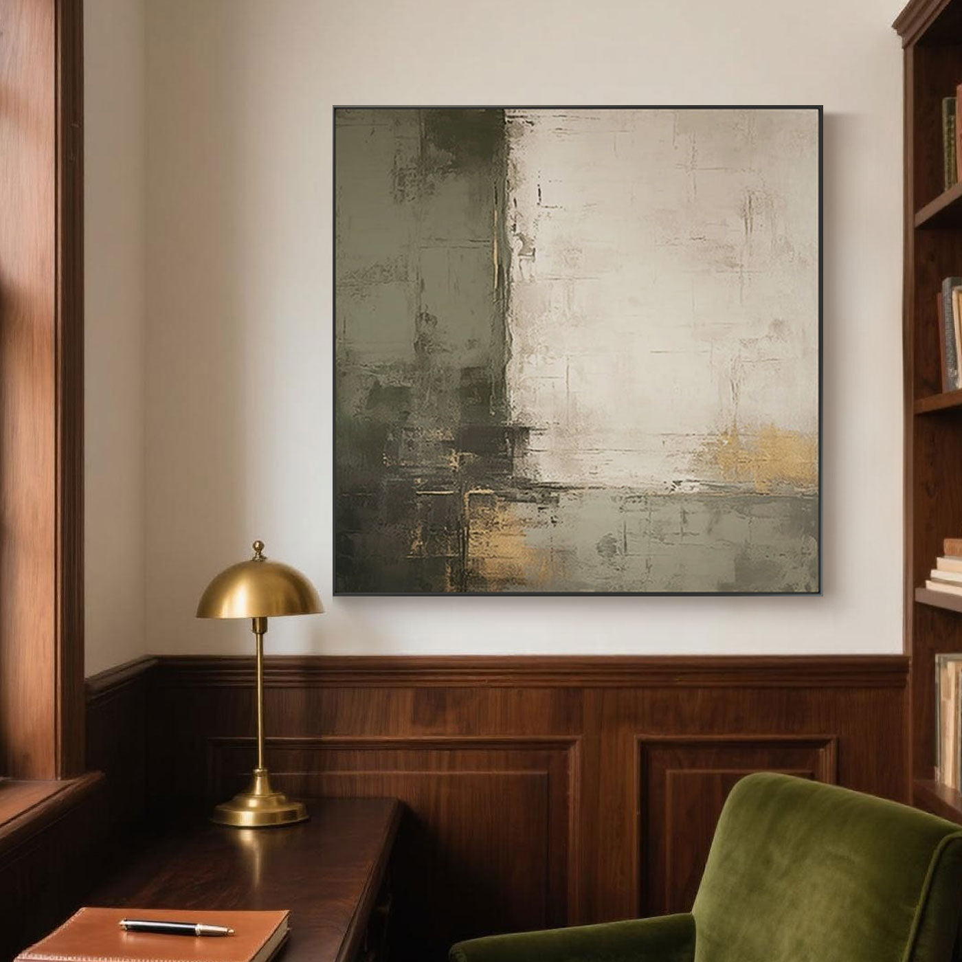 Wabi-Sabi Geometric Green Beige Wall Art - Boundary