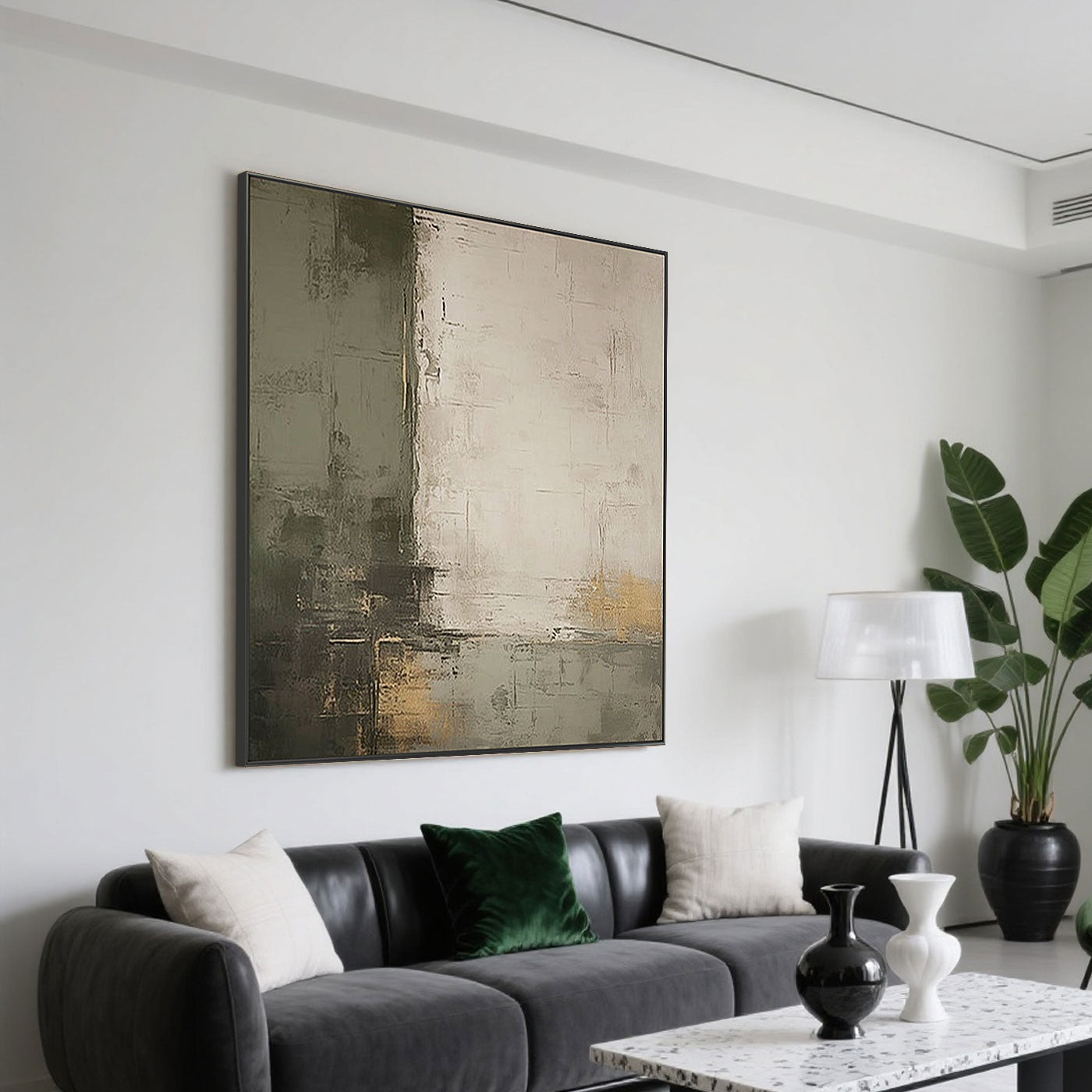 Wabi-Sabi Geometric Green Beige Wall Art - Boundary