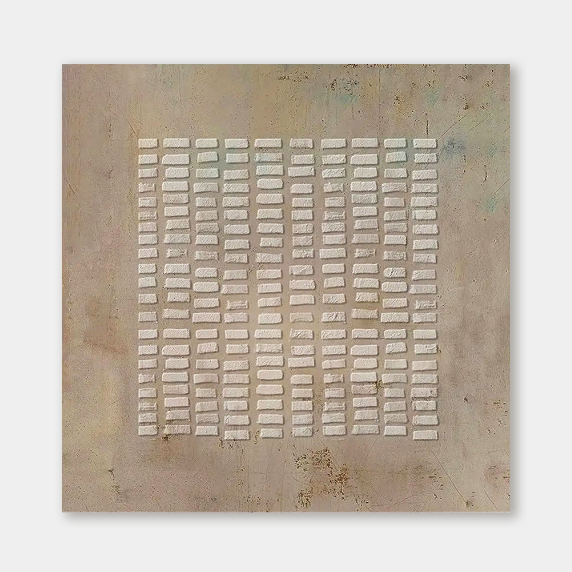 Wabi-Sabi geometric textured wall art in beige and brown tones.