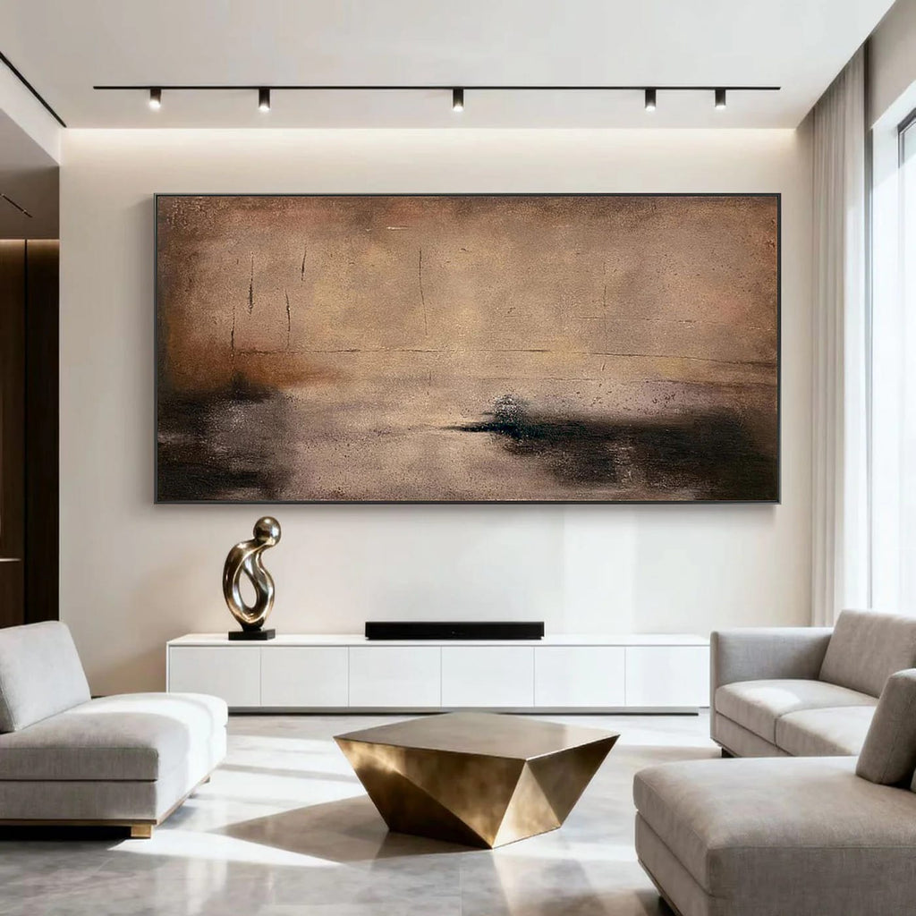 Lumi Gallery Wabi-Sabi Minimalist Abstract Art Shadow Earth II textured hand-painted canvas modern living room