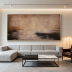 Wabi-Sabi minimalist abstract art 'Shadow and Earth II' brown canvas, living room decor Lumi Gallery