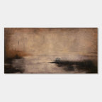Wabi-Sabi Minimalist Abstract Art 'Shadow and Earth II' with earthy browns, beiges, dark shadows on textured canvas