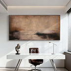 Framed Wabi-Sabi abstract art 'Shadow and Earth II', earth tones, textured canvas, modern office