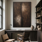 Lumi Gallery's hand-painted minimalist abstract shadow wall art with earthy tones