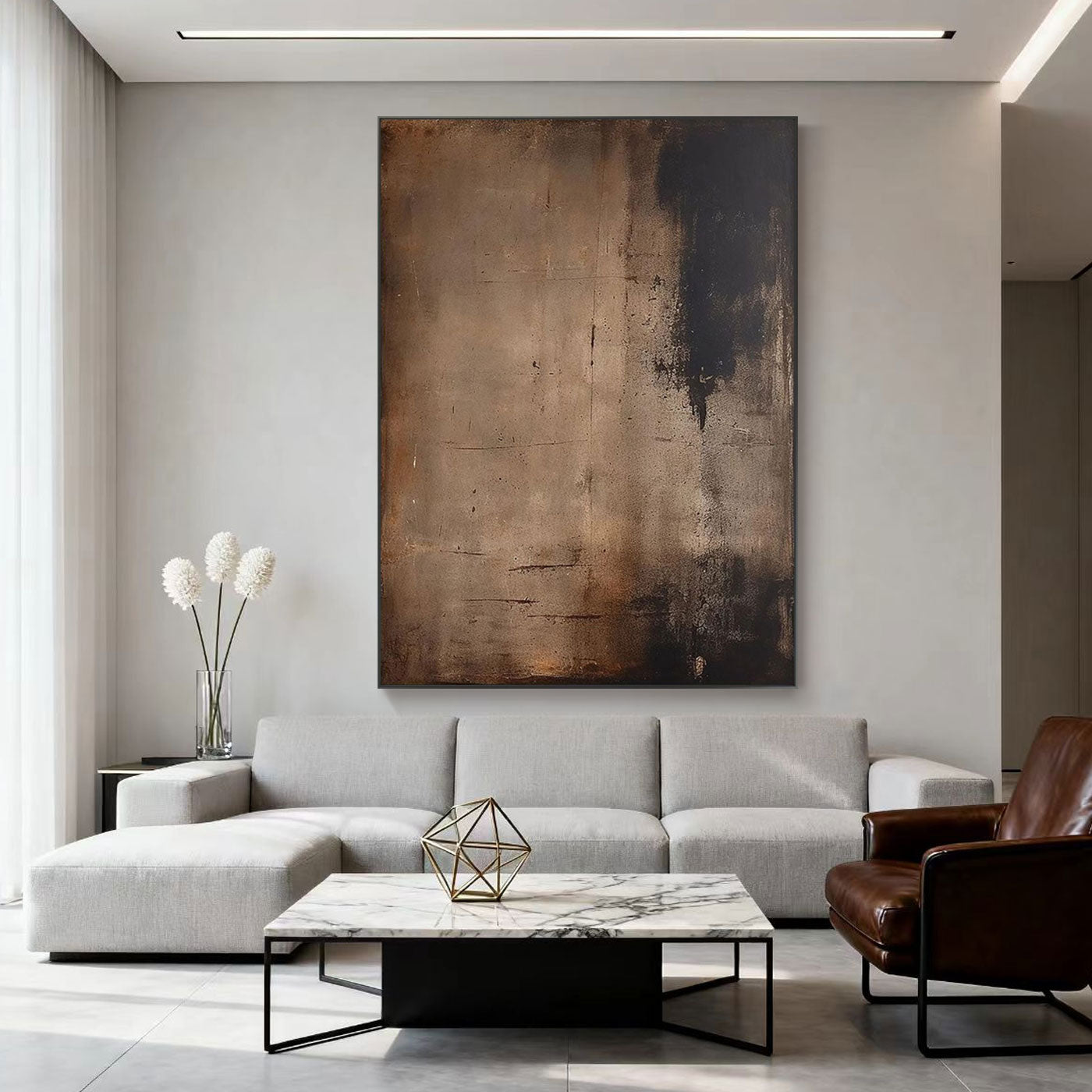 Wabi-Sabi Minimalist Abstract Painting - Shadow and Earth I