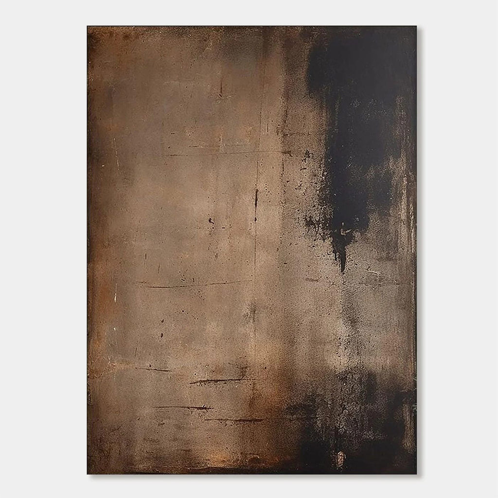 Wabi-Sabi minimalist abstract canvas painting with earth tones and shadow detail by Lumi Gallery