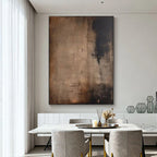 Lumi Gallery's Wabi-Sabi abstract painting 'Shadow and Earth I' with earth tones in modern dining room