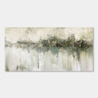 Detailed view of the textured 'Still Waters' wabi-sabi abstract canvas art.