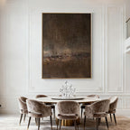 Mid-Century Modern Abstract Canvas Art 'Ember' - Authentic hand-painted textured brown abstract painting for living room w...
