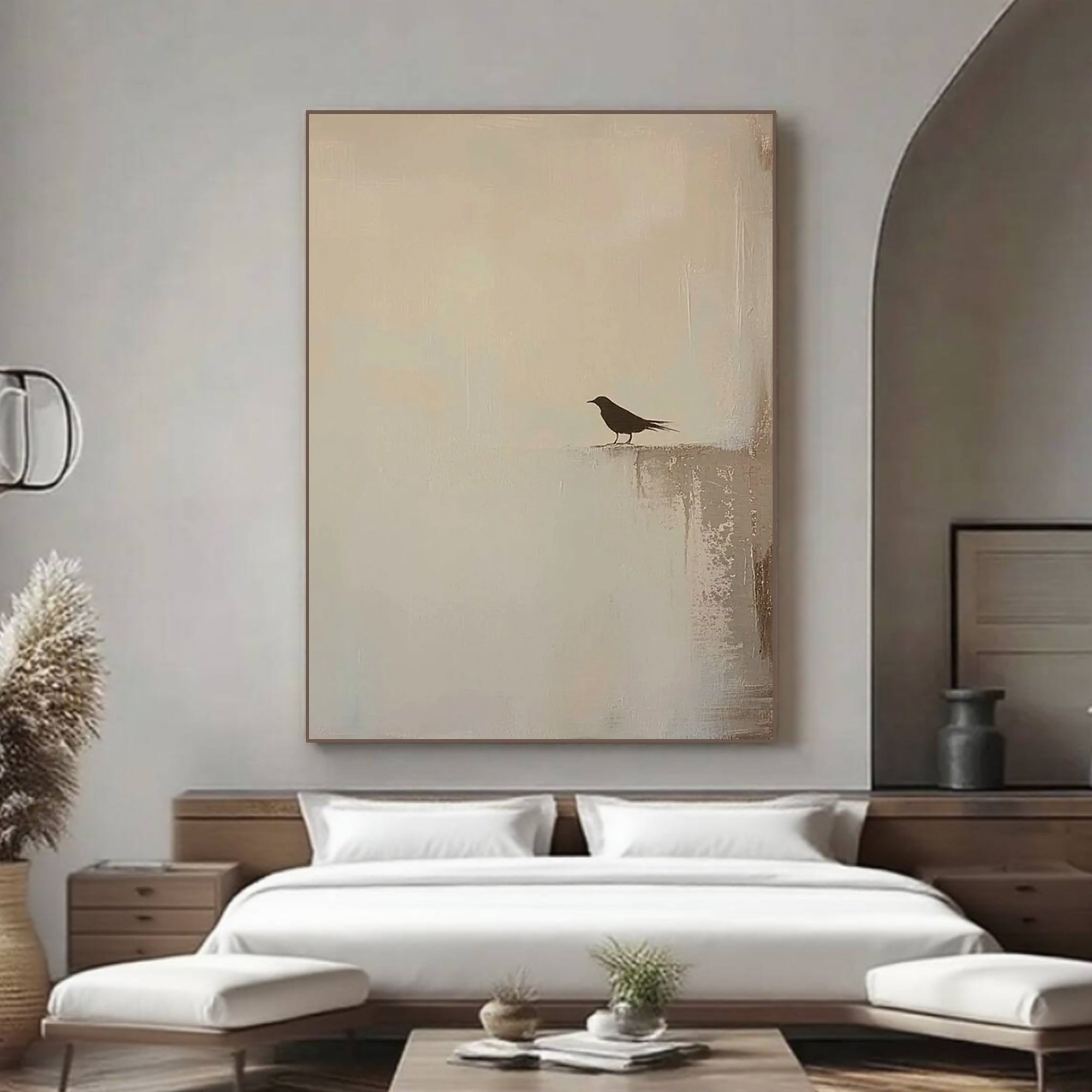 Zen Minimalist Bird Wall Art - Lone Bird