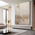 Lumi Gallery hand-painted textured beige 'Still Earth' canvas in modern living room