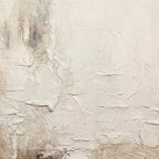 Wabi Sabi Textured Painting 'Still Earth' - Hand-painted abstract canvas with thick, textured brushstrokes in neutral earthy tones of white, beige, and soft brown.