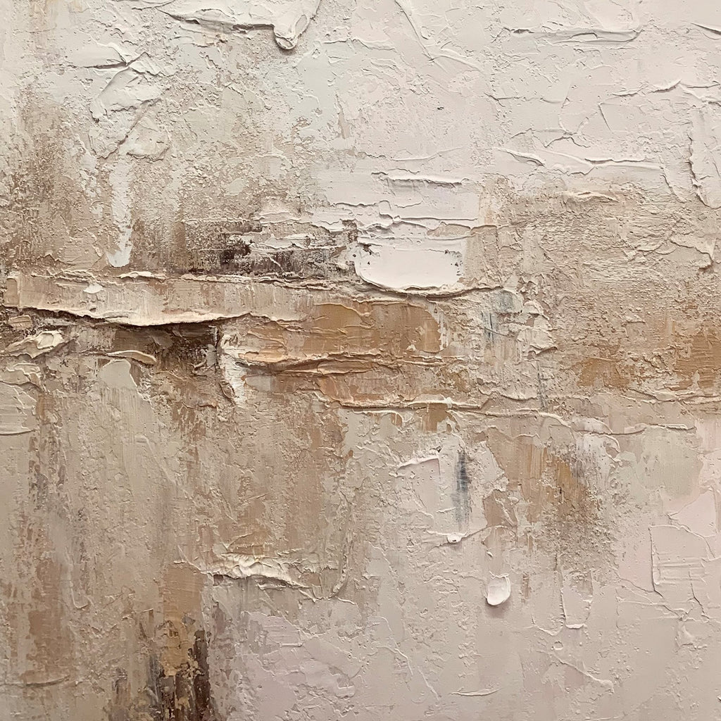 Wabi Sabi textured canvas wall art 'Still Earth' earth tones thick paint for living room bedroom by Lumi Gallery