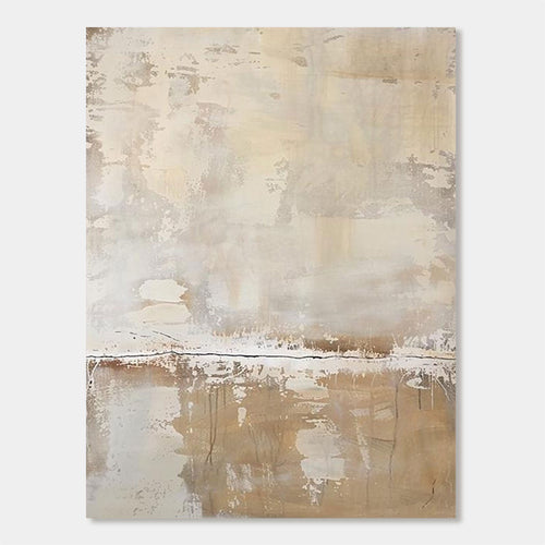 Lumi Gallery's Wabi Sabi Frostfall beige abstract canvas art, hand-painted textured decor