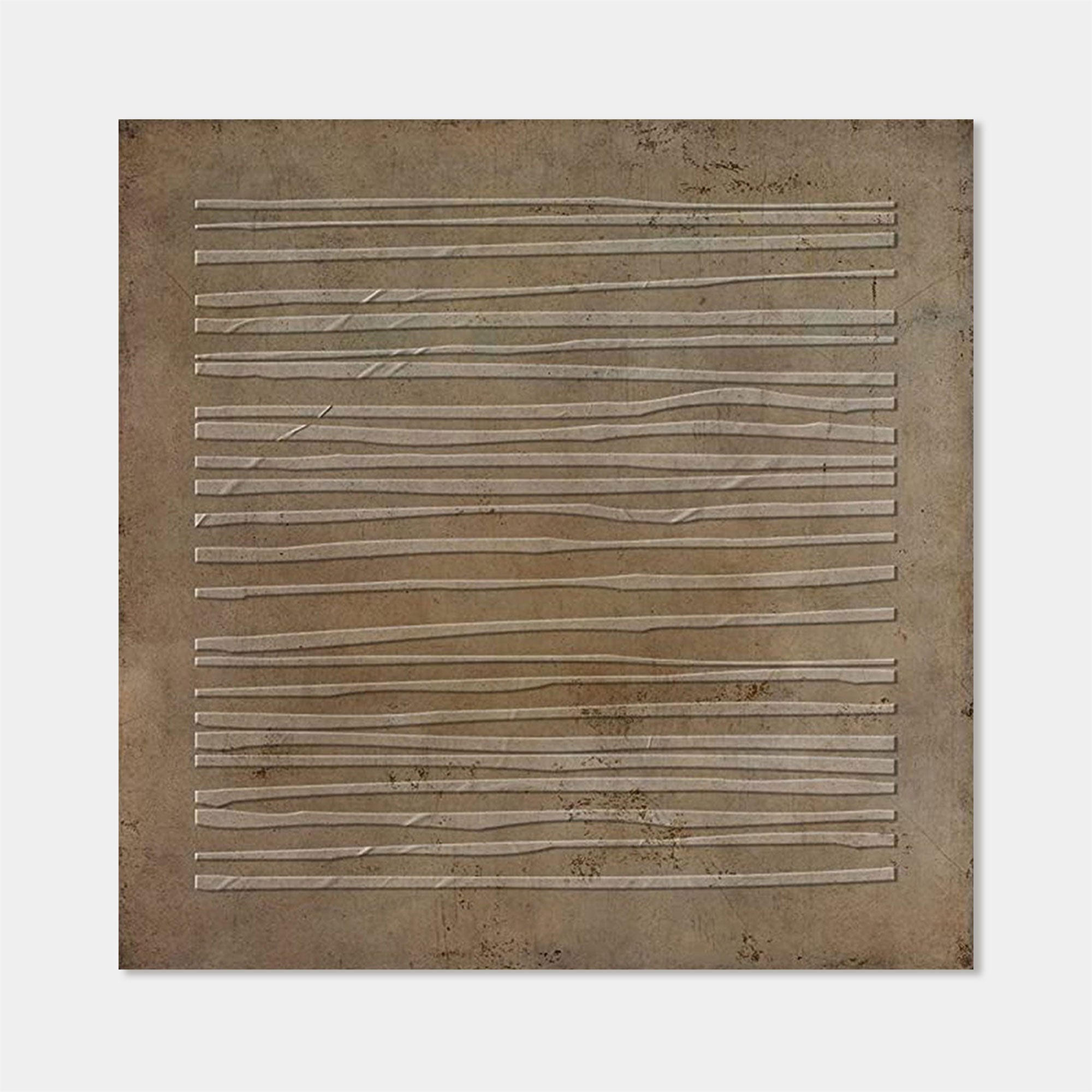 Wabi-Sabi Brown Geometric Square Wall Art - Strata Silence