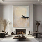 Lumi Gallery Zen minimalist bird abstract wall art in modern living room