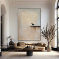 Zen minimalist bird wall art Silent Edge by Lumi Gallery in modern living room