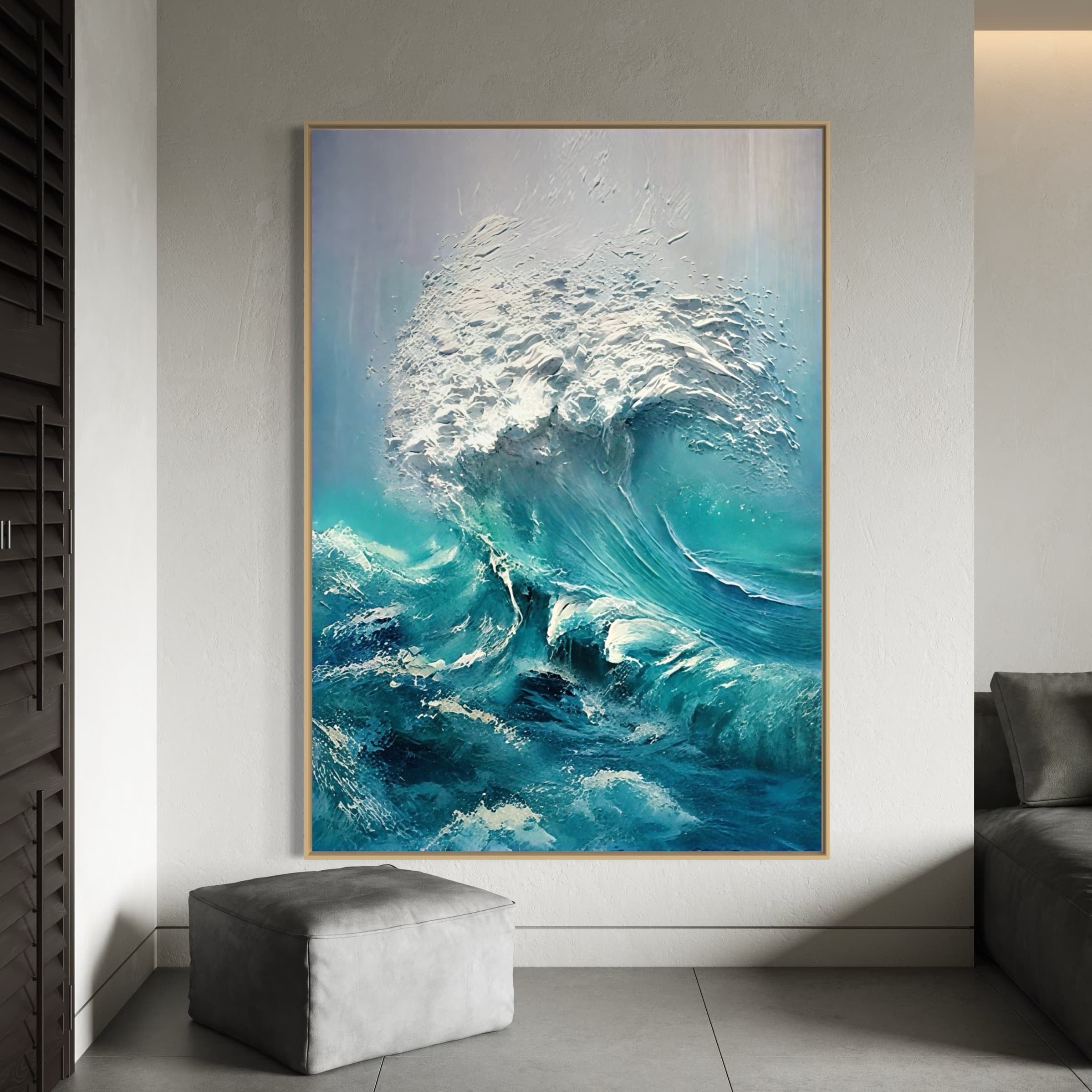 Sea of Clouds アーティストプルーフ 3D Abstract Ocean Wave Wall Art | Vertical Blue Sea Canvas