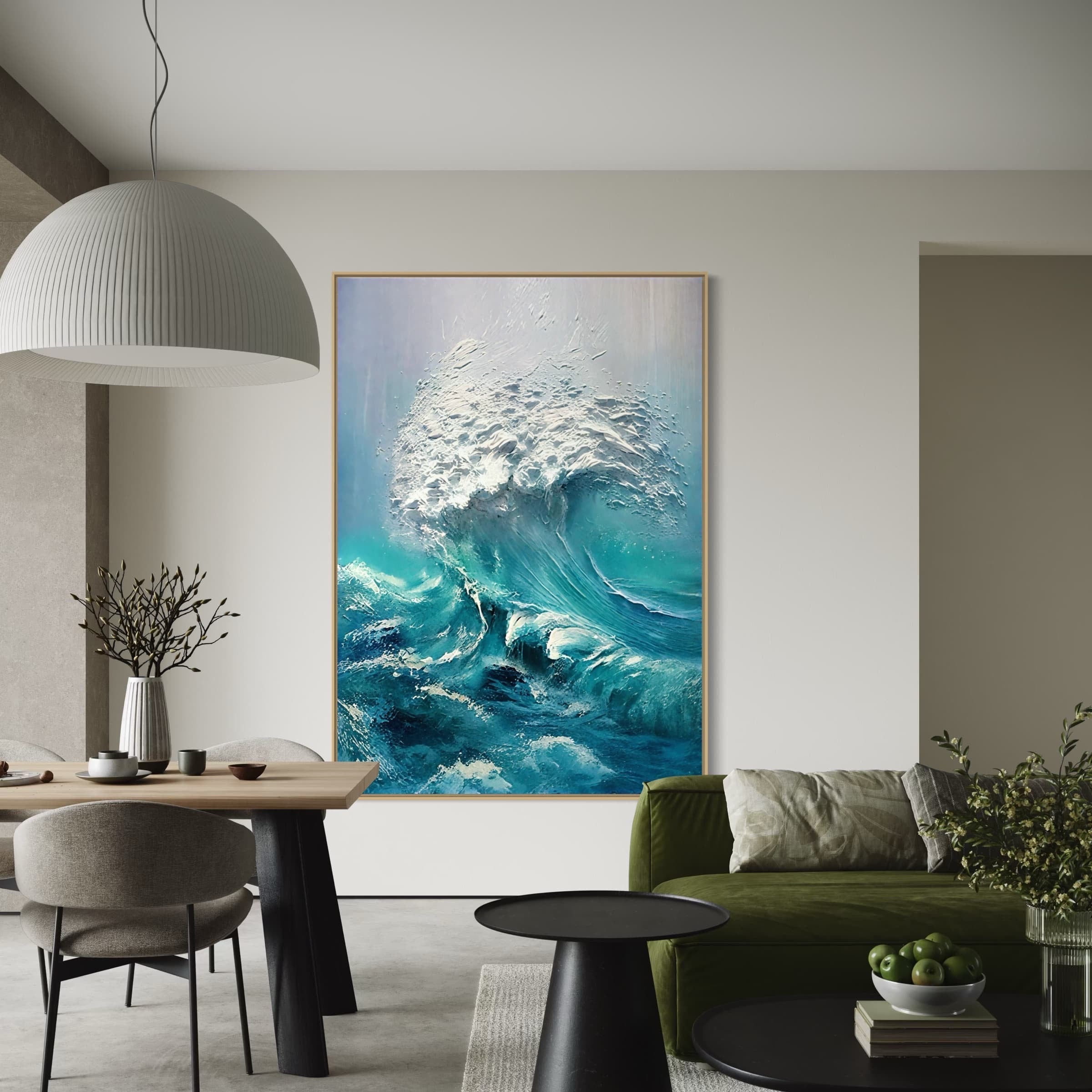 3D Textured Blue Wave Canvas Art | Azure Fury