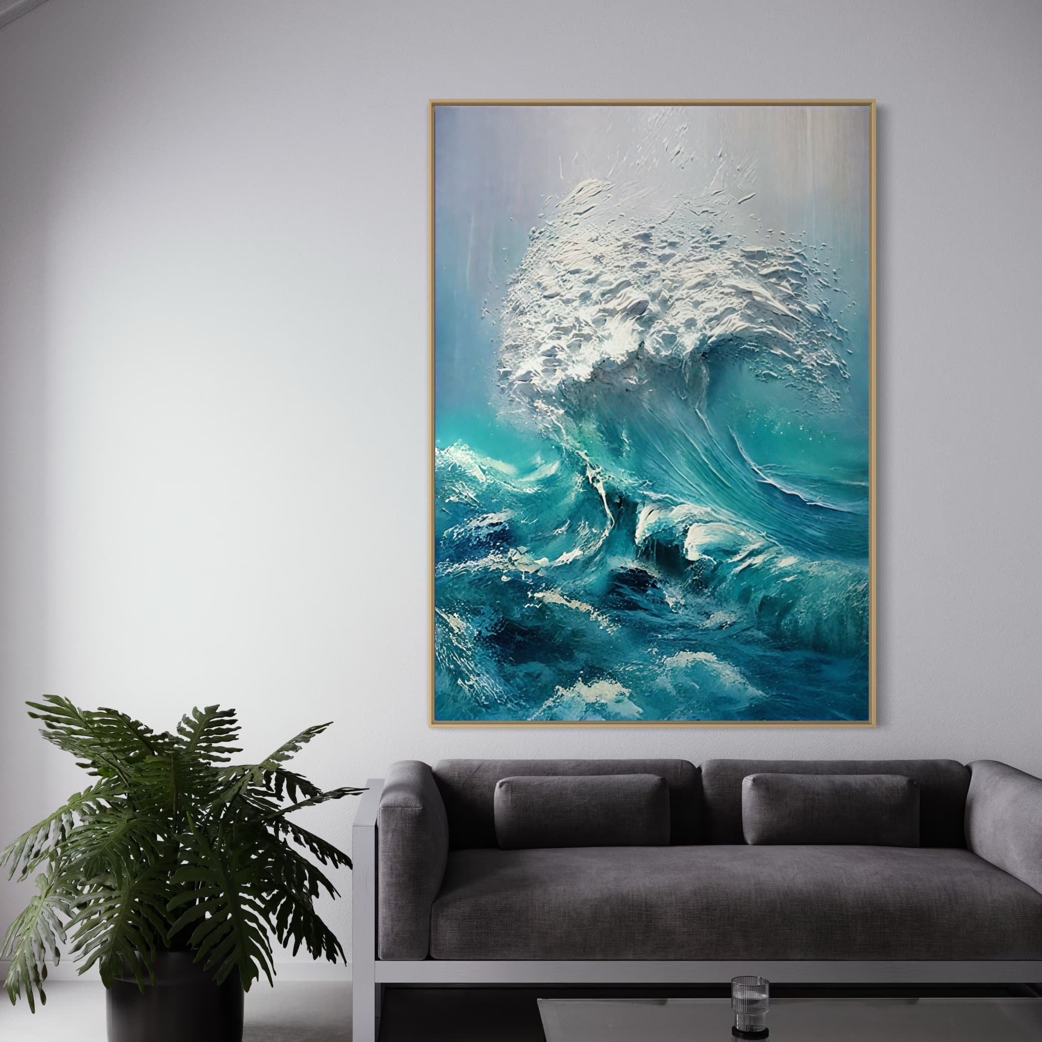 3D Textured Blue Wave Canvas Art | Azure Fury