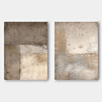 Lumi Gallery's Minimalist Japandi beige canvas wall art 'Ashen Field' set for contemporary interiors