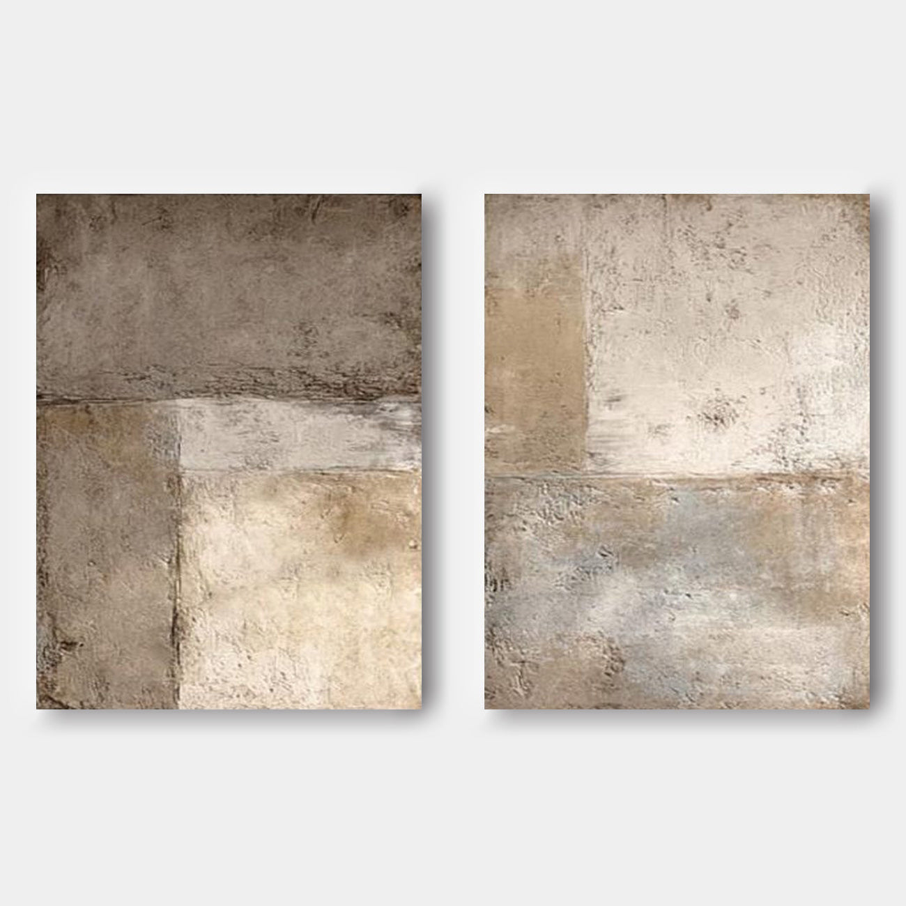 Lumi Gallery's Minimalist Japandi beige canvas wall art 'Ashen Field' set for contemporary interiors