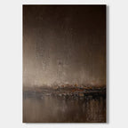 Abstract minimalist brown landscape painting 'Umber Dusk' on canvas by Lumi Gallery