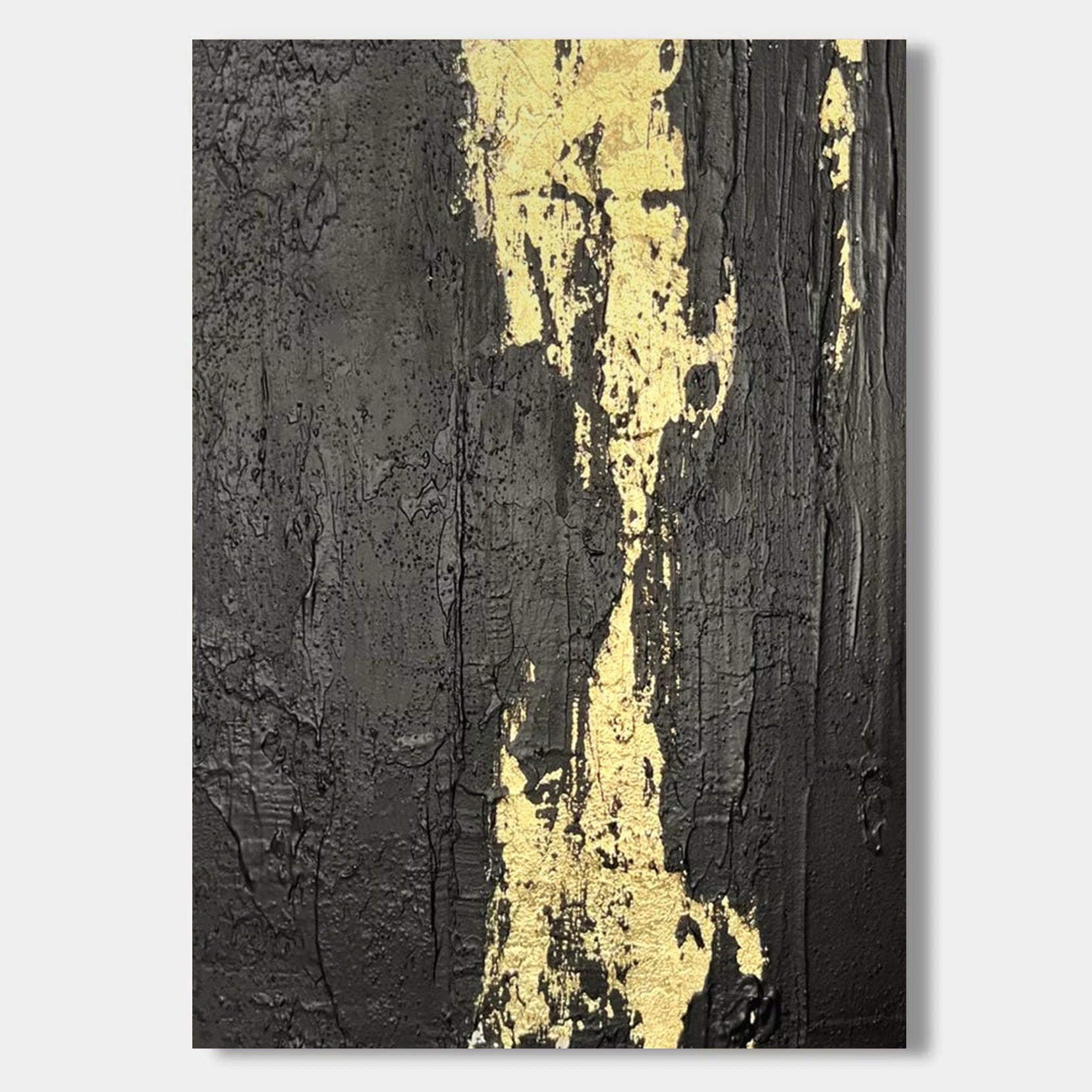 Black gold minimalist abstract canvas art 'Molten Vein' Lumi Gallery