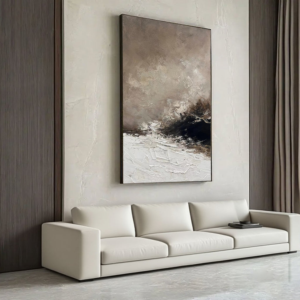 Lumi Gallery abstract brown seascape canvas art storm remnant in modern living room