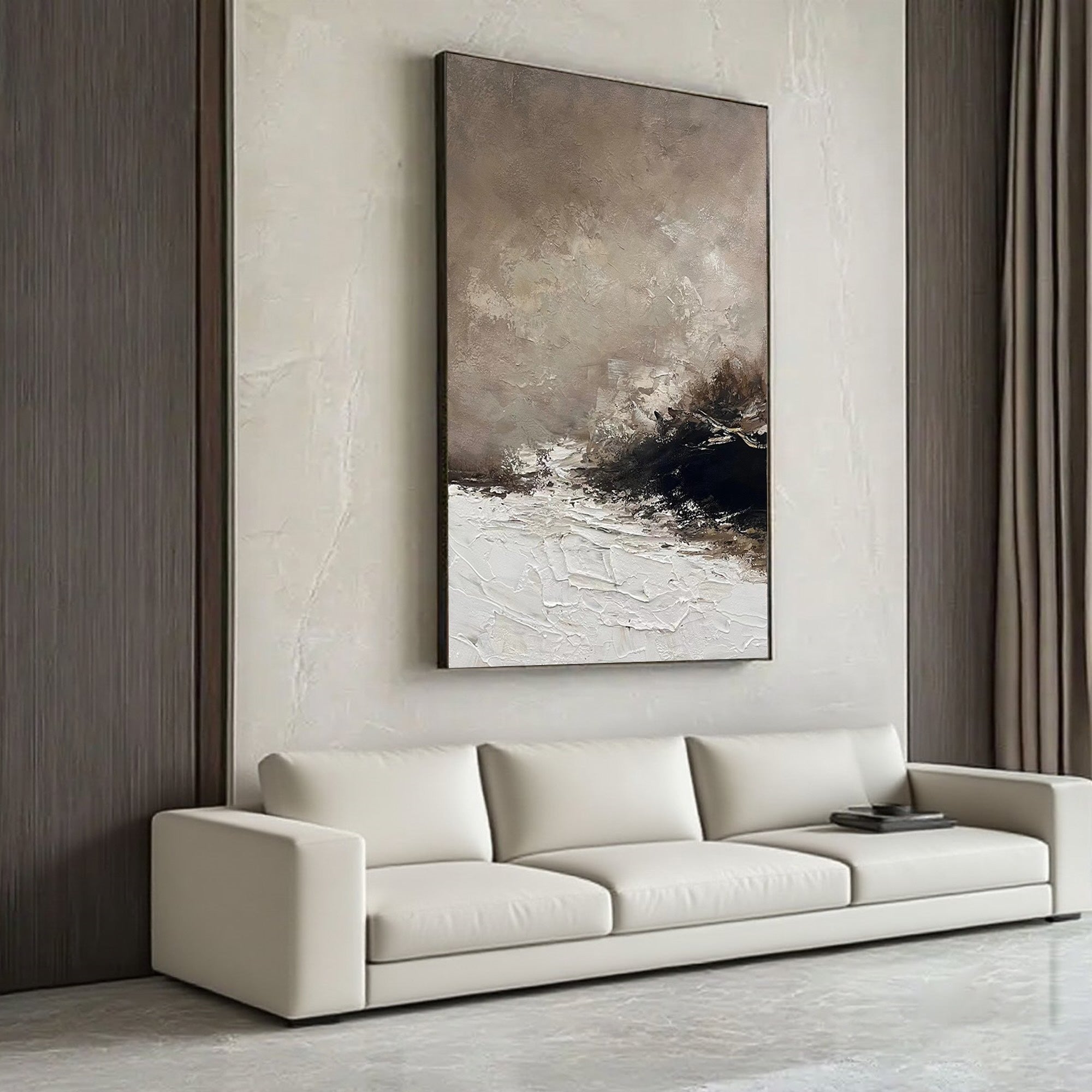 Lumi Gallery abstract brown seascape canvas art storm remnant in modern living room