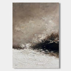 Abstract Wabi-Sabi brown seascape canvas art with textured brushstrokes, storm remnant by Lumi Gallery