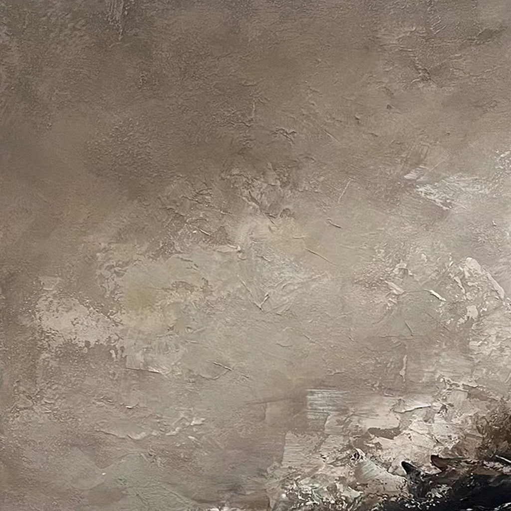 Lumi Gallery abstract Wabi-Sabi brown seascape canvas art featuring storm remnants