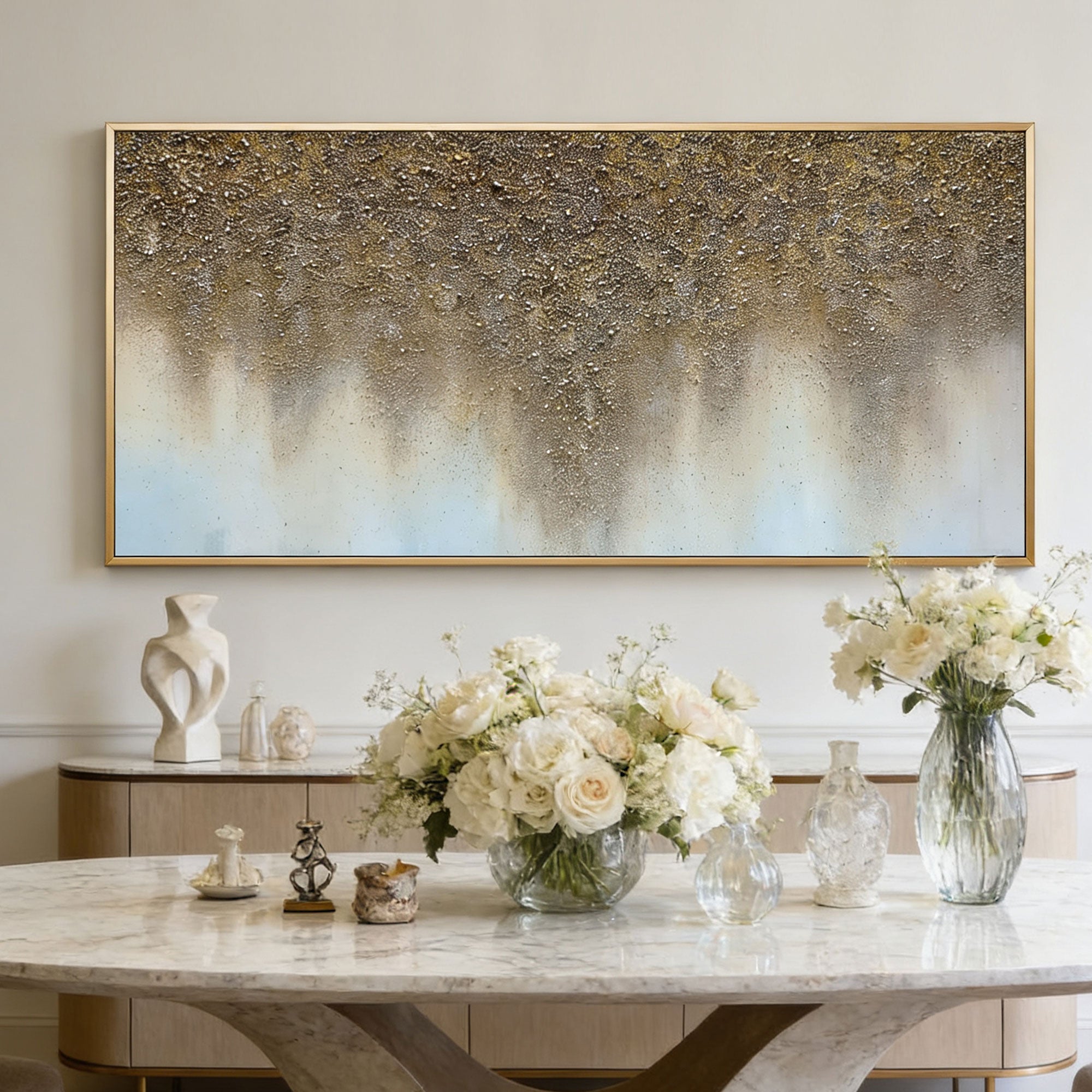 Abstract Brown and White Wall Art - Amber Drift