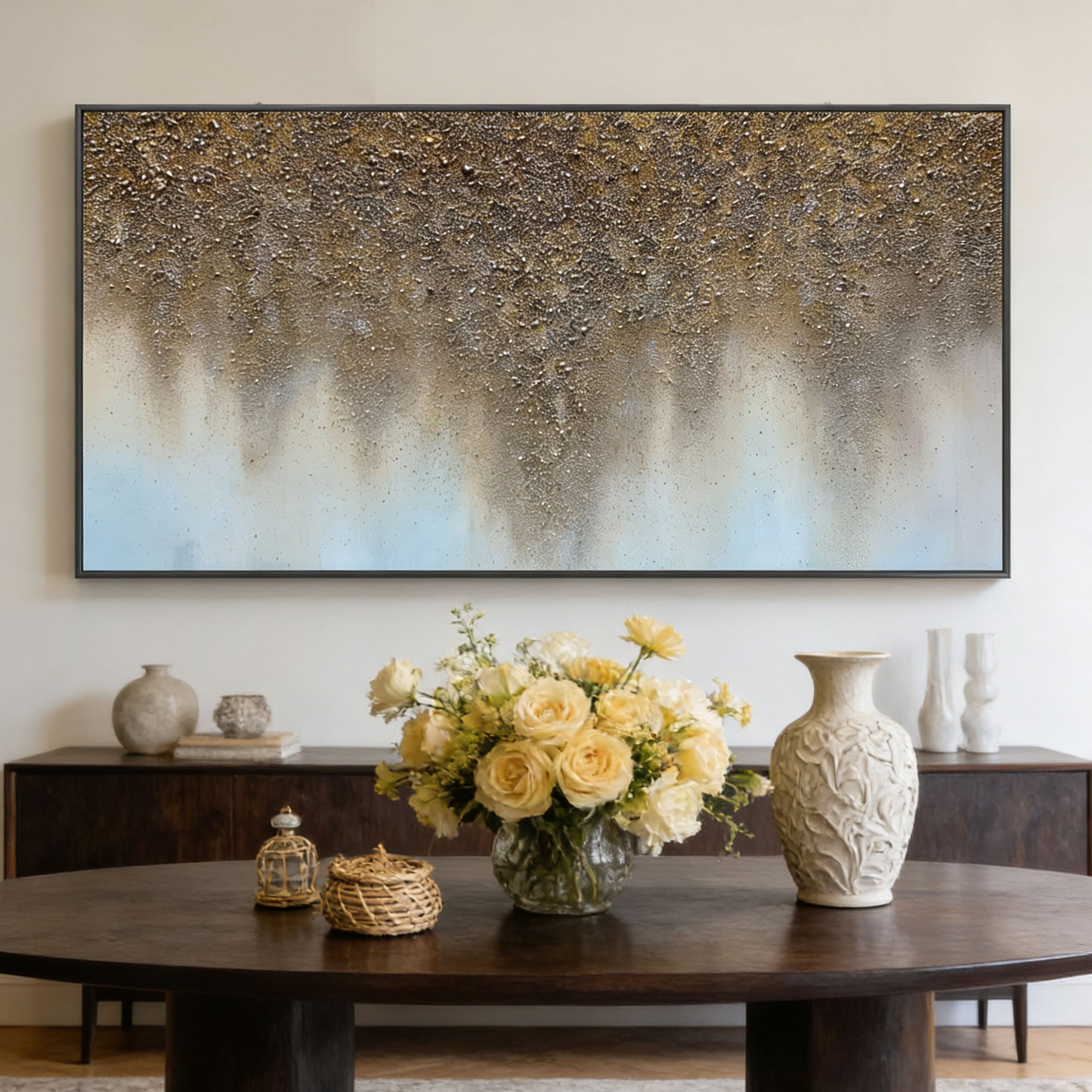Abstract Brown and White Wall Art - Amber Drift