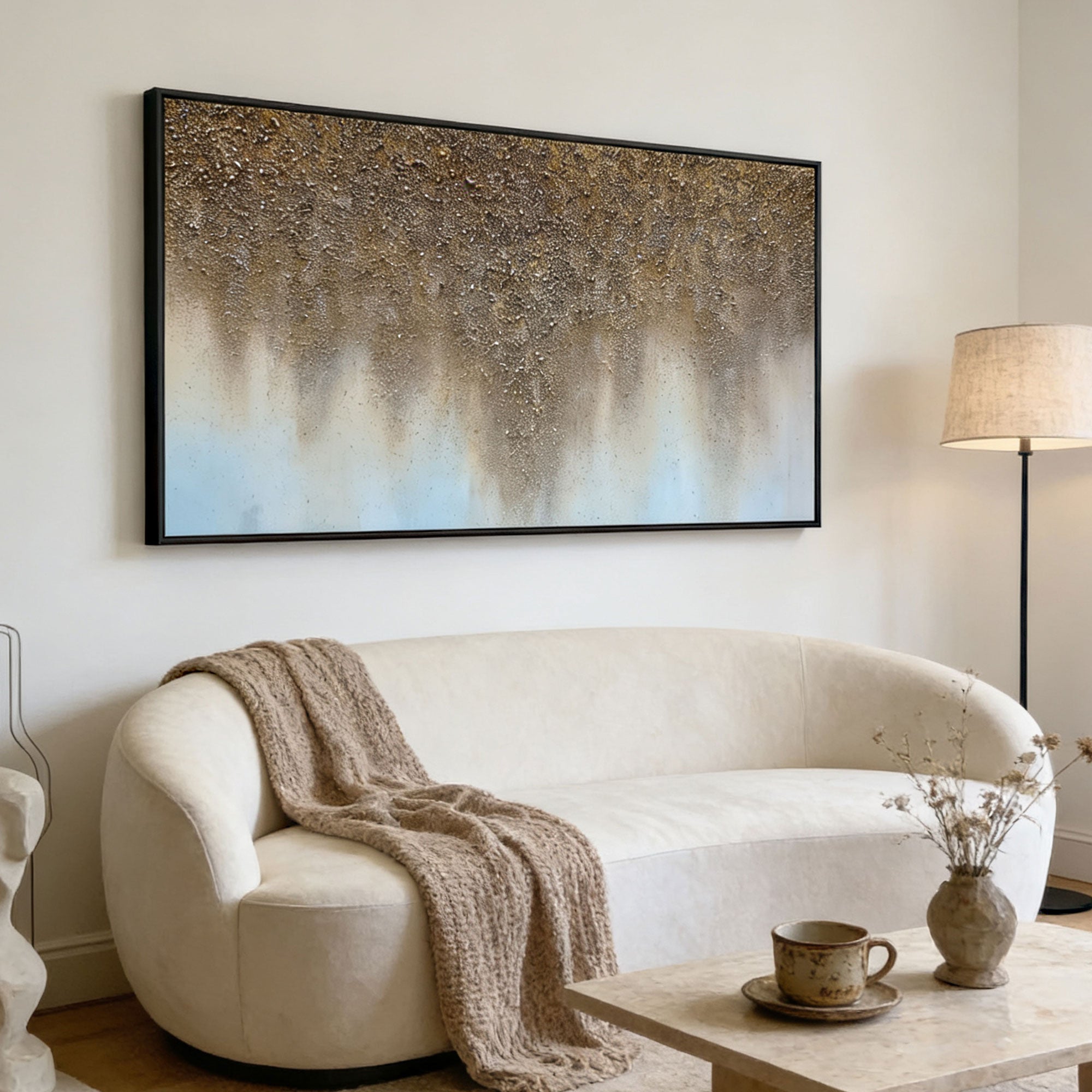Abstract Brown and White Wall Art - Amber Drift