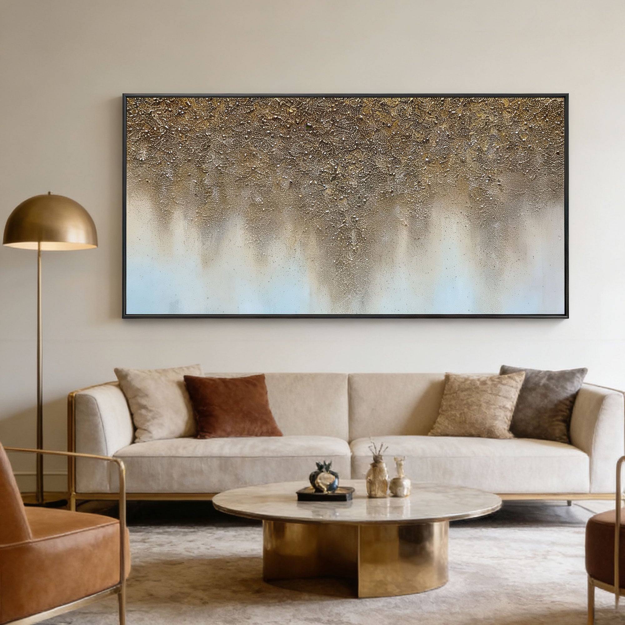 Abstract Brown and White Wall Art - Amber Drift