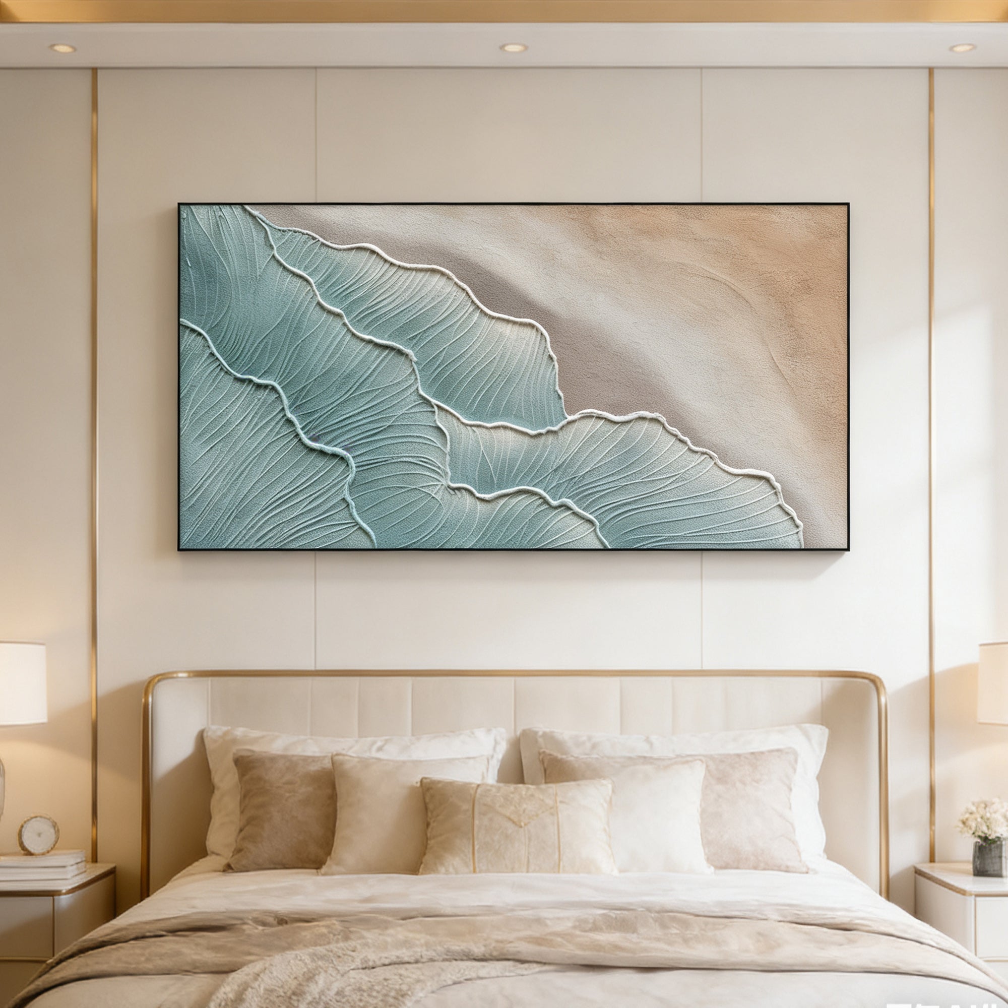 3D Textured Minimalist Blue Coastal Canvas Art - Aqua Shoal